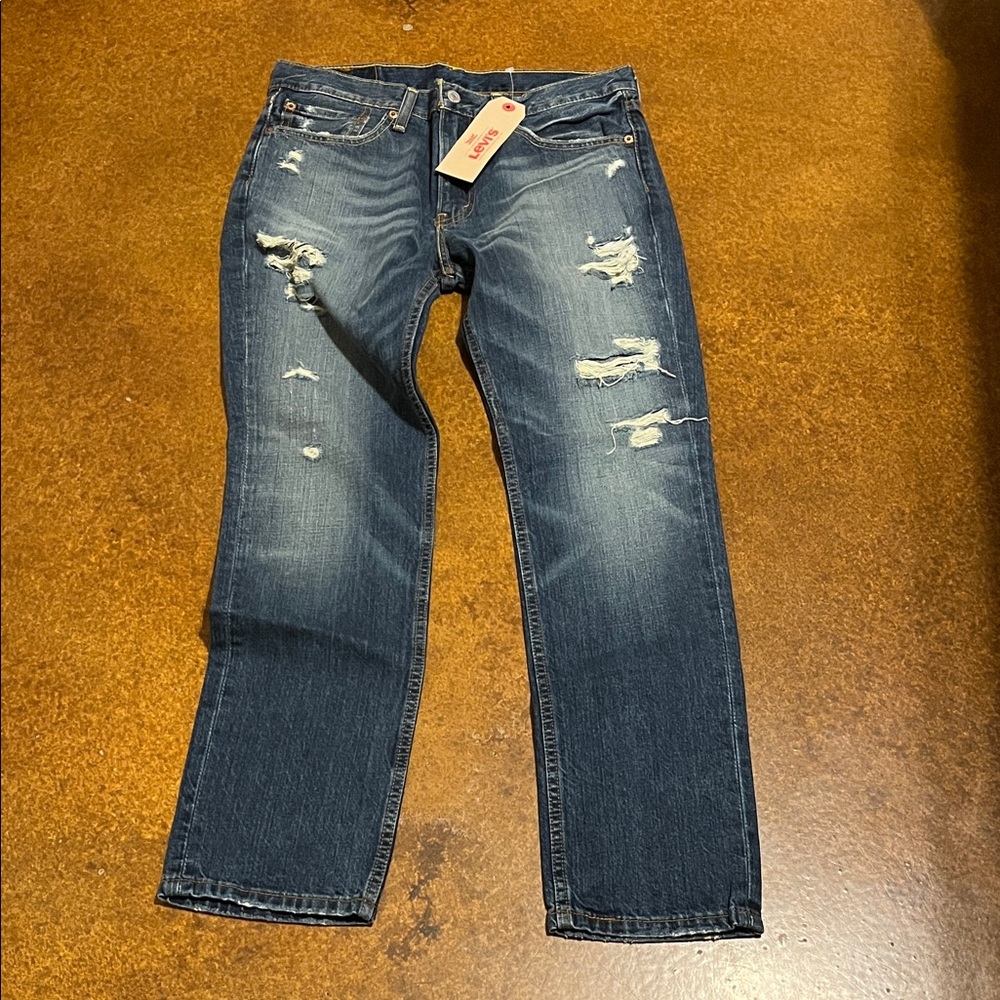 Levi's Men’s Distressed Straight Jeans - Medium Blue
